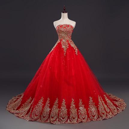 robe de mariée rouge pas chere avec broderie bustier orné de sequin robe pour mariage cocktail soirée avec ou sans traine robe d