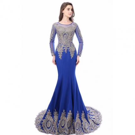 robe de soirée longue pas chère robe pour mariage orientale avec traine caftan kaftan dubai marocain manches longues et dos tran
